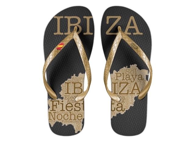 black & gold flip flops